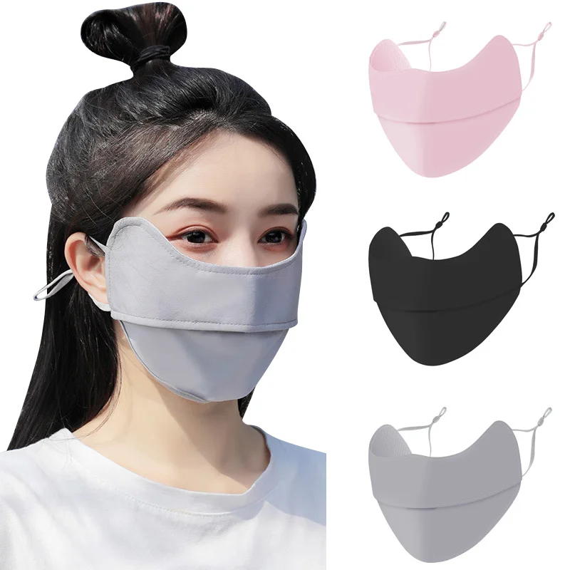 

Summer Sunscreen Cycling Mask Ice Silk Half Face Covers Breathable Adjustable Dustproof Sport Scarf Anti-ultraviolet Facemask