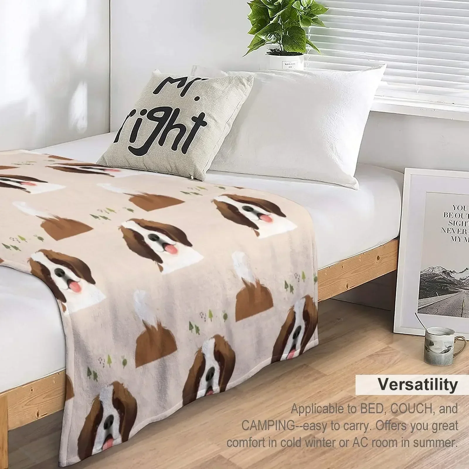 Одеяло с иллюстрацией домашней собаки Сенберна портретом рождественские