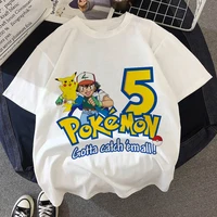 pokemon t shirt number 123456789 pikachu children birthday tee shirts kawaii anime cartoons kids boy girl t shirt casual clothes