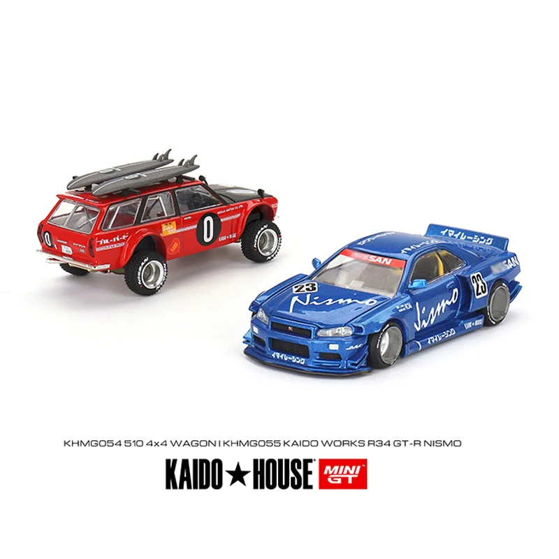 MINI GT + Kaido 1:64 модель автомобиля Skyline GT-R (R34), открытая капота, литье под давлением
