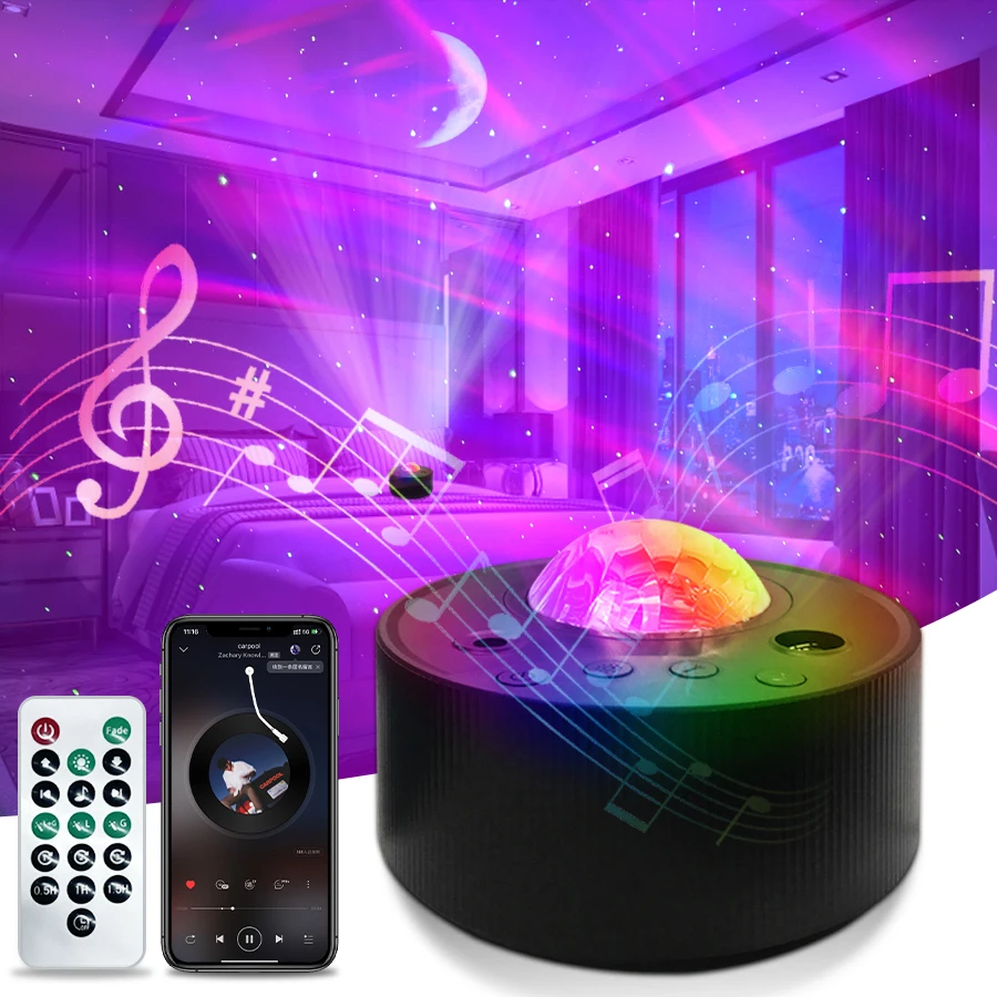 LED Galaxy Projector Night Light USB Starry Sky Projection Lamp Built-in Bluetooth Moon Nightlight For Room Decor Child Gift