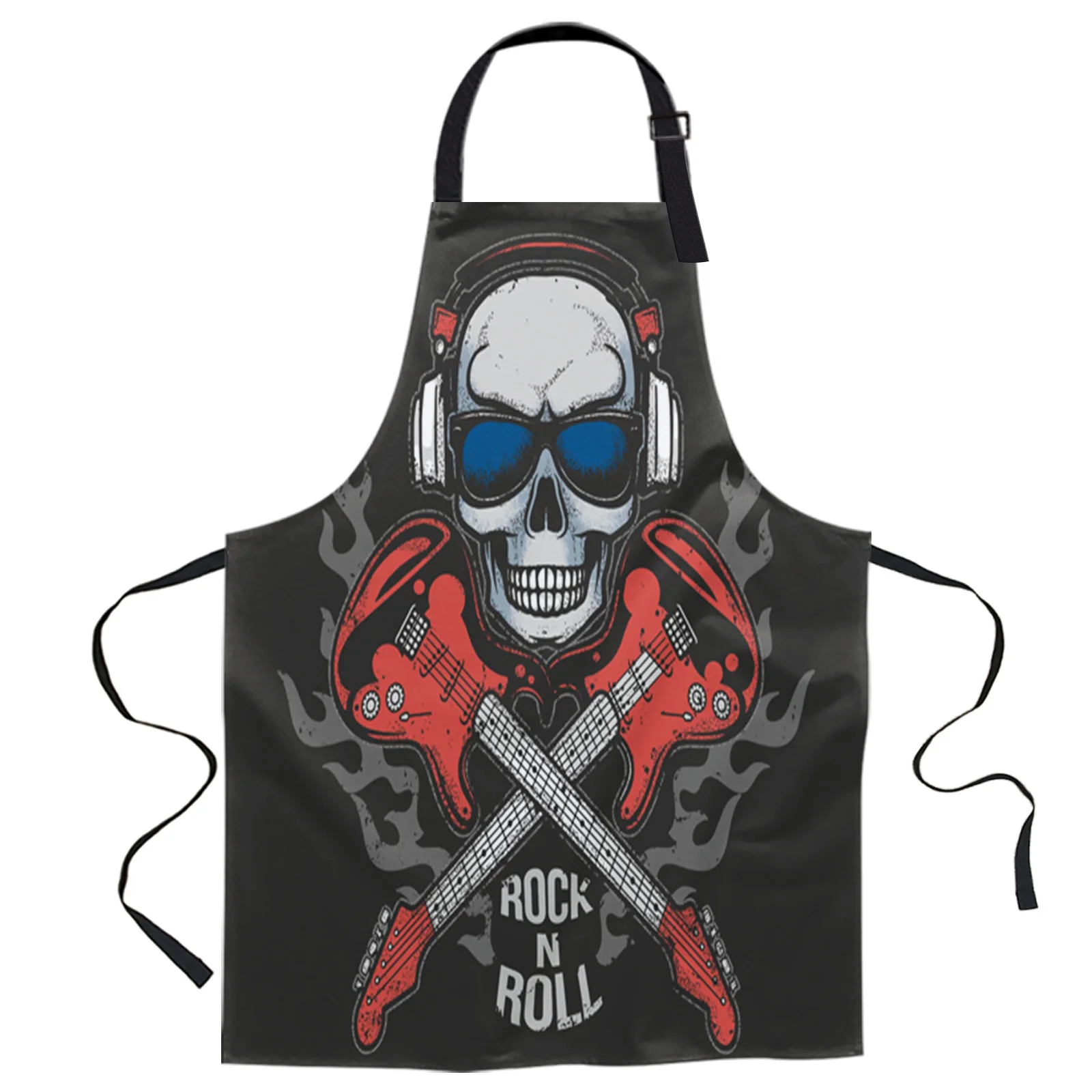 Гитара с черепом наушники Кухонный Фартук для женщин рандомный кухонный