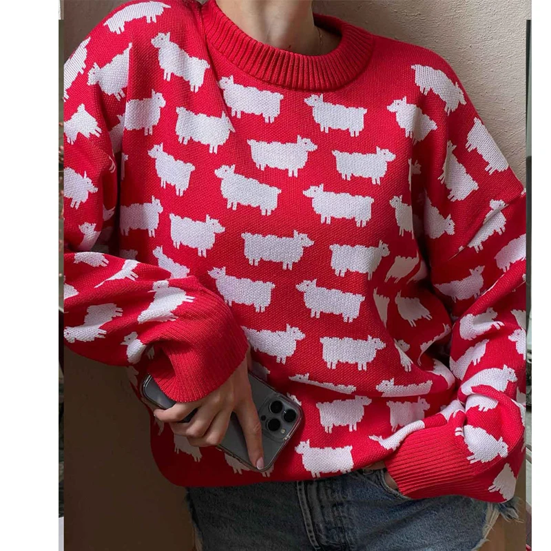 Новинка 2024 высококачественный Женский свободный стильный свитер с мультяшным
