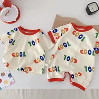 new born baby boy romper summer cute letter print bodysuit top for infants cotton short sleeve thin kids clothes girls outfits