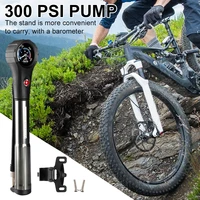 portable handheld bicycle pump 300psi with gauge air release valve fit presta schrader for tire suspension pump mini bike pump