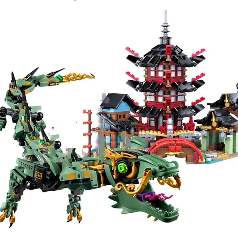 

MOC Temple of Airjitzu and Dragon Building Blocks Figures Compatible 70612 Bricks Kids Educational Toys