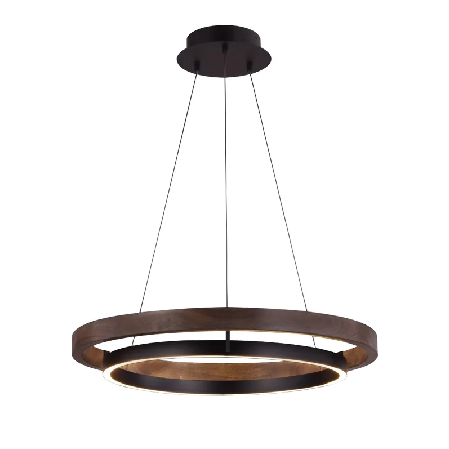 

LED Home Decor Wooden Chandelier Creative Round Hanging Light Fixture Minimalist Suspension Luminaire for Living Room Dining