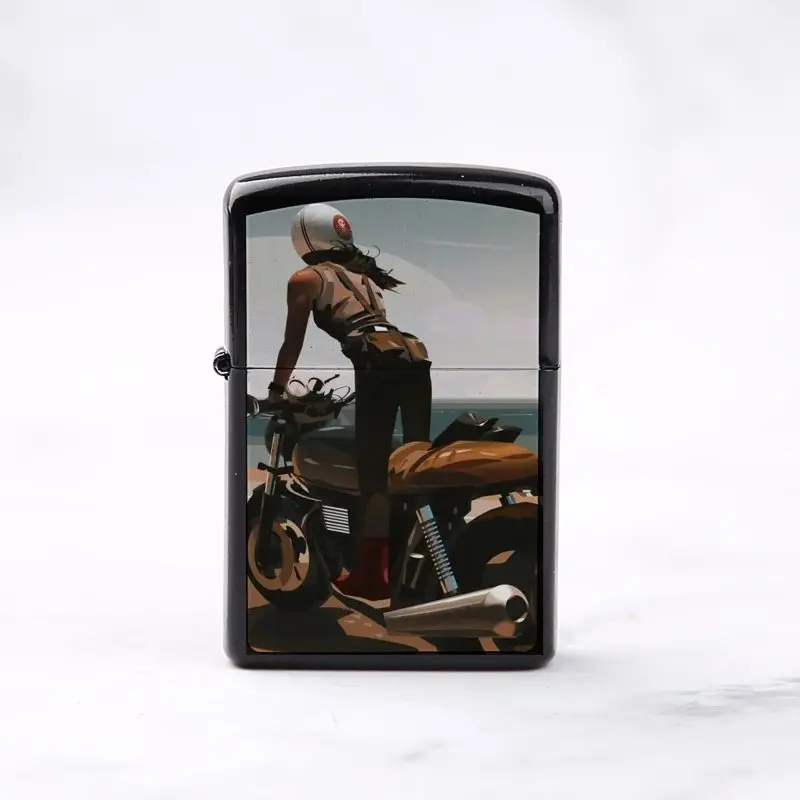 

Motorcyclist Beauty Rider Metal Protect Shell Repair Replacement Outer Alloy Case For ZP Kerosene Lighter Motorcycle Fans Gift