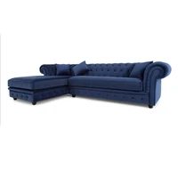blue velvet branagh right hand facing chaise end corner sofa