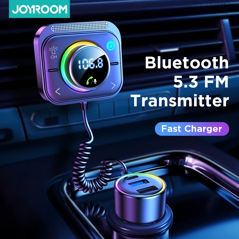 Фото Joyroom Bluetooth 5,3 FM/AUX Bluetooth автомобильный адаптер вентиляционное отверстие установка Bass Boost 3 порта PD & QC 3,0 автомобильное зарядное устройство передатчик №1