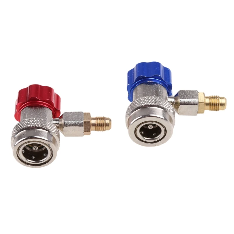 

Pair A/C Air Condition Quick Coupler Adapter High Low Manifold Connector R134A Aluminum Alloy F19A