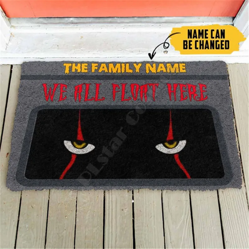 

We All Float Hare Halloween Skull Skeleton Goth Family Custom Name Doormat 3D Printed Indoor Outdoor Doormat Non-slip