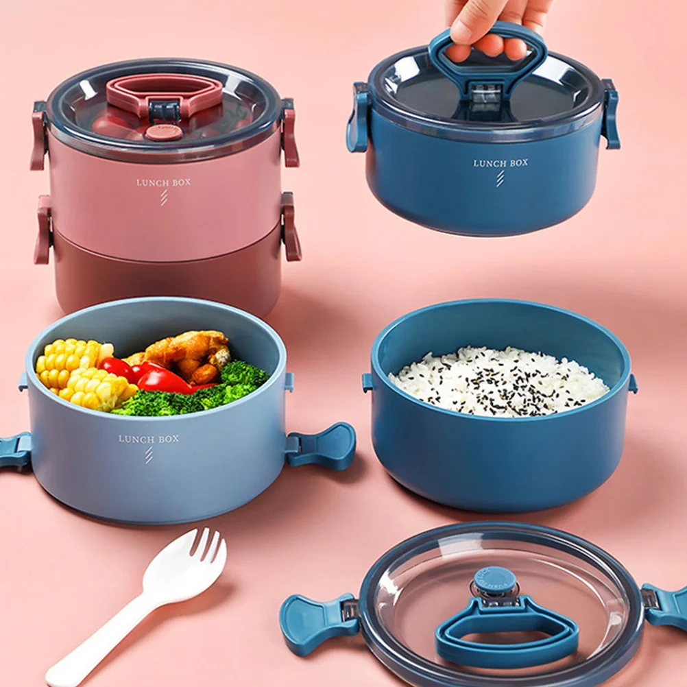 

Box Lunch Bento Container Containers Portable Leak Proof Thermal Students Heat Presercation Double Layer Oven Plastic Adult