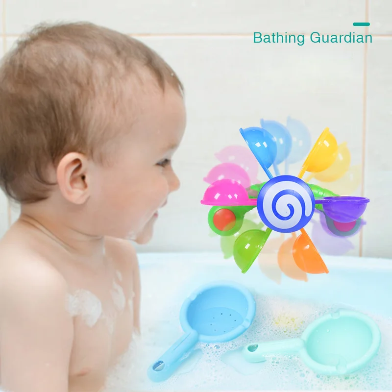 

Baby Bath Toys Colorful Waterwheel Bathing Sucker Bathtub Water Spray Play Set Shower Sprinkler Toy for Kids Toddler Children