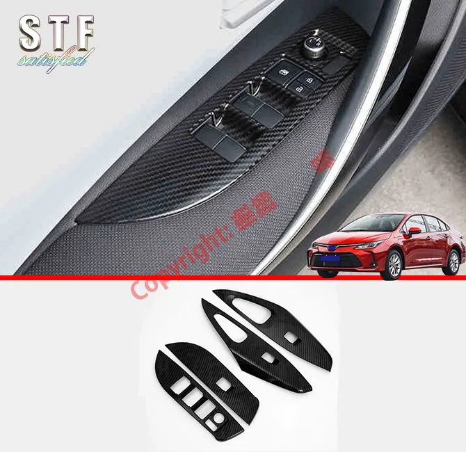 

Carbon Fiber Style Interior Door Window Buttons Cover Trim For Toyota Corolla E210 Sedan 2019 2020 Car Accessories Stickers