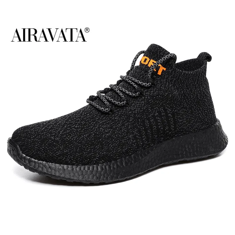 Men Sneakers Flat Running Shoes Mens Gym Shoes Sock Breathable Comfortable Knitted Flexible Sneakers Athletic Footwear