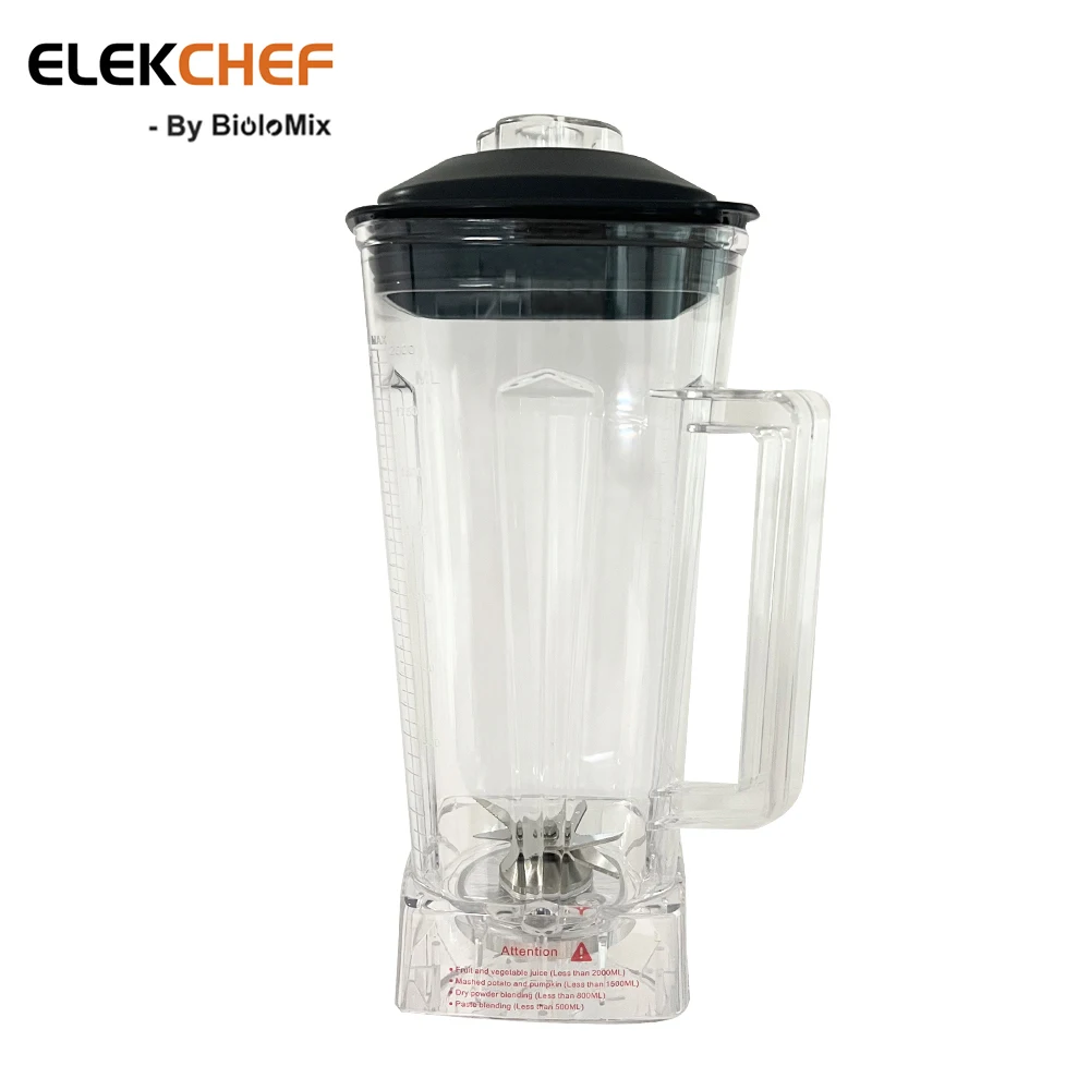 2L Square Blender Container Jar Bottom With Serrated Smoothies Blades Lid BPA FREE Blender Spare Parts Jug Pitcher Cup