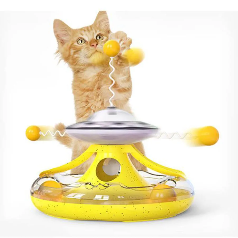 

Cat toy accessories Pet cat multi-function turntable Leak food toy Cat interactive tumbler training puzzle game Tickles cat stic