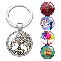 life of tree magical trees glass cabochon keychain bag car key chain ring holder charms silver color keychains men women gifts