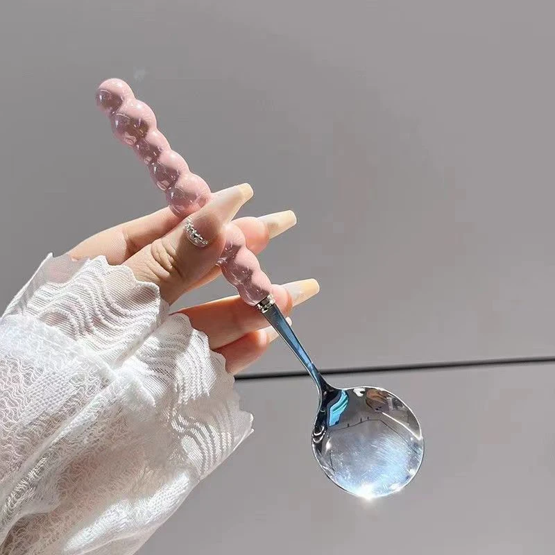 

1 шт. корейская посуда с длинной ручкой, утолщенная ложка для льда, ложка из нержавеющей стали, ложка для еды, бытовая ложка для ужина