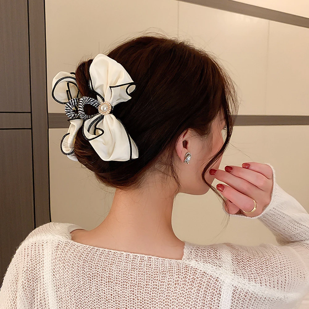 

Ribbon Bow Pearl Hair Claw Clips Fashion Cute Hair Clip For Women Grils Hairpins Clamps Crab Barrettes Hair Accessories Gifts