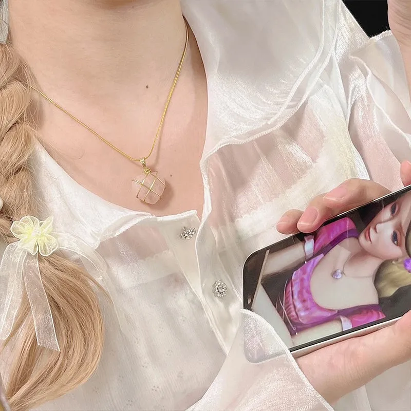 Новое ожерелье Love бриллиантовое в виде замка для девочек-подростков розовое