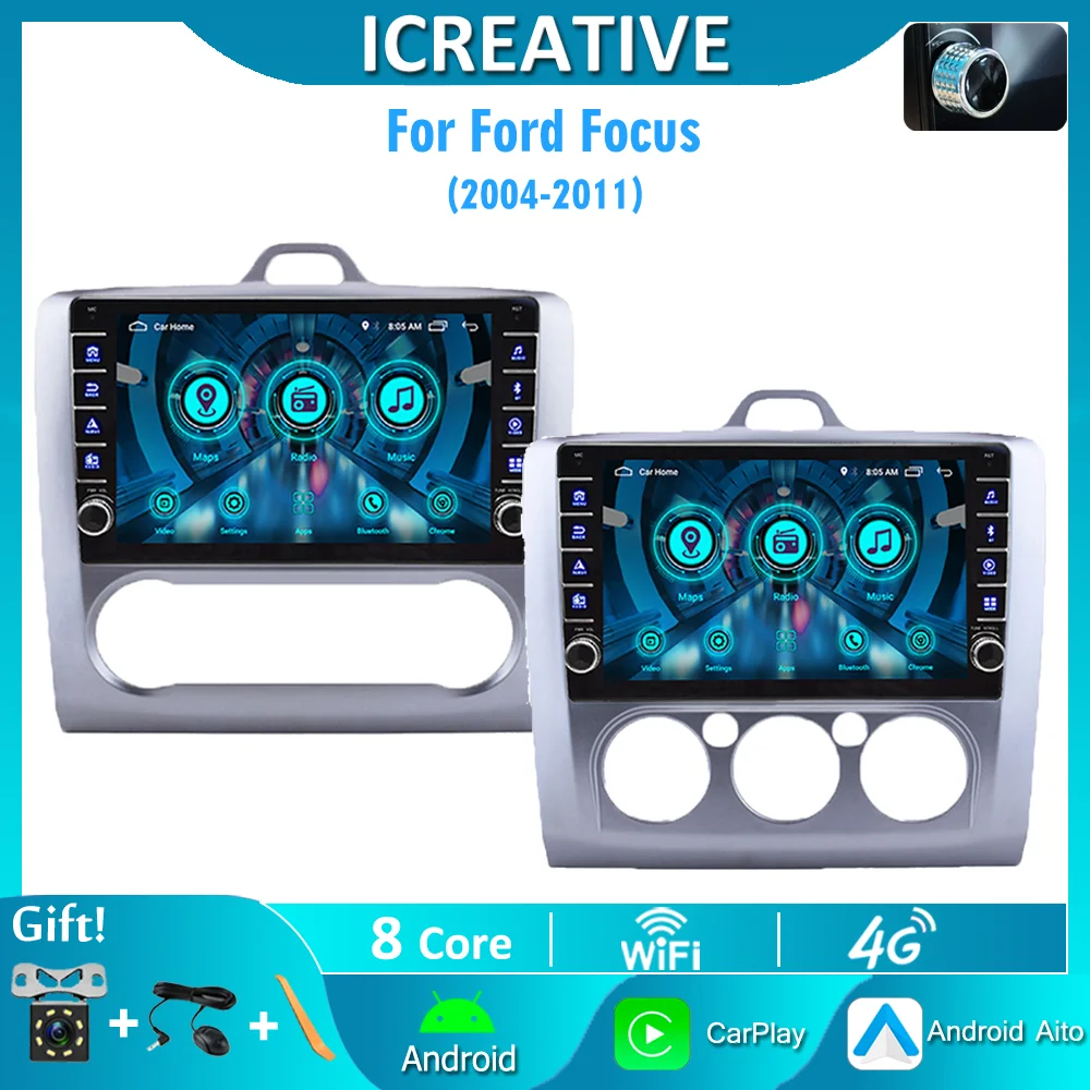 

2 Din 9 Inch 4G Carplay For Ford Focus EXI MT 2 3 Mk2 2004-2011 Android10.0 Car Multimedia Player Wifi GPS Navigation Auto Radio