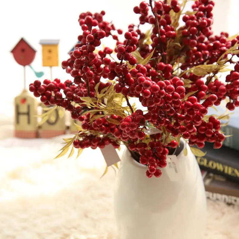 

Berry Artificial Flower Fake Red Berries Christmas Flower New Year's Decor Tree Artificial Berry Christmas Decoration For Home