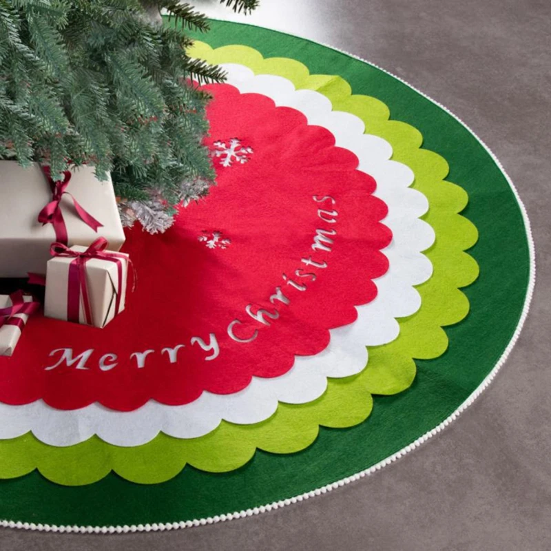 

100CM Christmas English Alphabet Tree Skirt Green Exquisite Xmas Tree Bottom Decor Merry Christma Decor For Home 2023