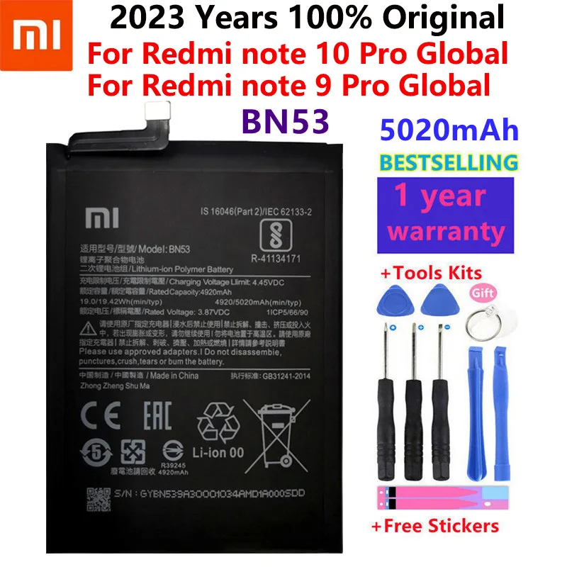 

100% Original New 5020mAh BN53 Battery for Xiaomi Redmi note 10 Pro global/Redmi note 9 Pro global BN53 replacement Batteries