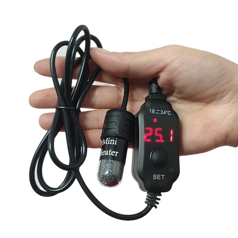 

Fish Tank Aquarium Heater Adjustable Temperature Submersible Thermostat Heater 18℃-34℃ Digital Display USB Charging