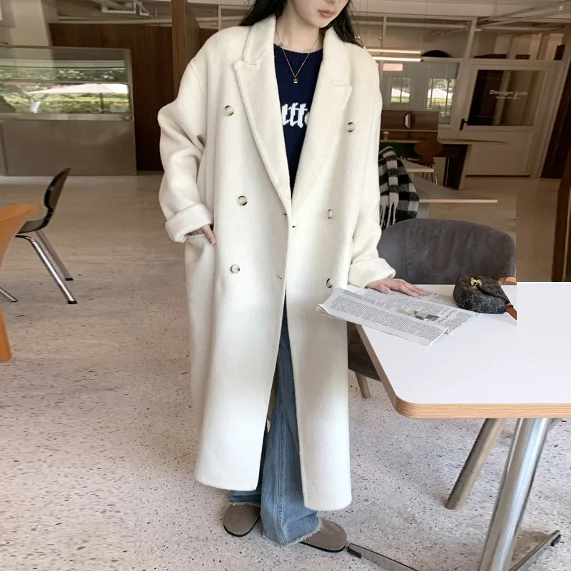 Внесезонная распродажа новое двустороннее кашемировое пальто женское длинное