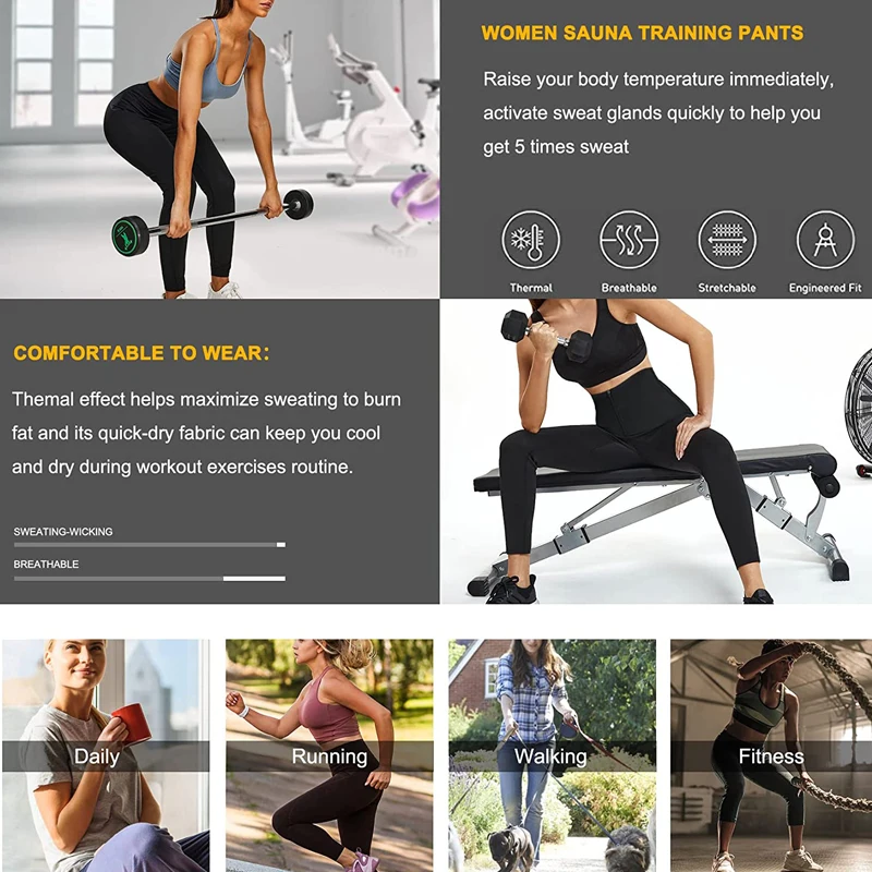 2022 New Sauna Sweat Pants for Women High Waist Compression Slimming Weights Thermo Legging Workout Body Shaper Sauna Suit Zip