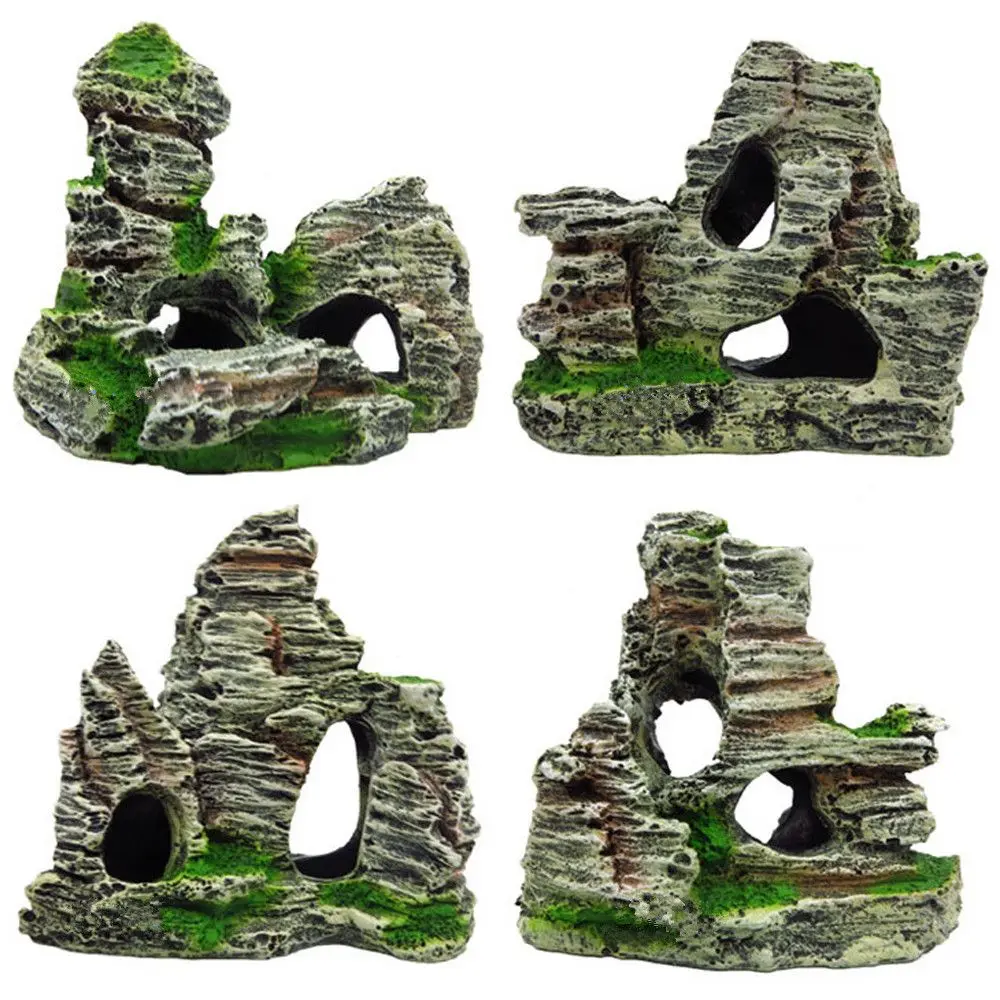 

Aquarium Rockery Mountain View Rock Cave Stone Tree Fish Tank Ornament Decoration aquarium accessories