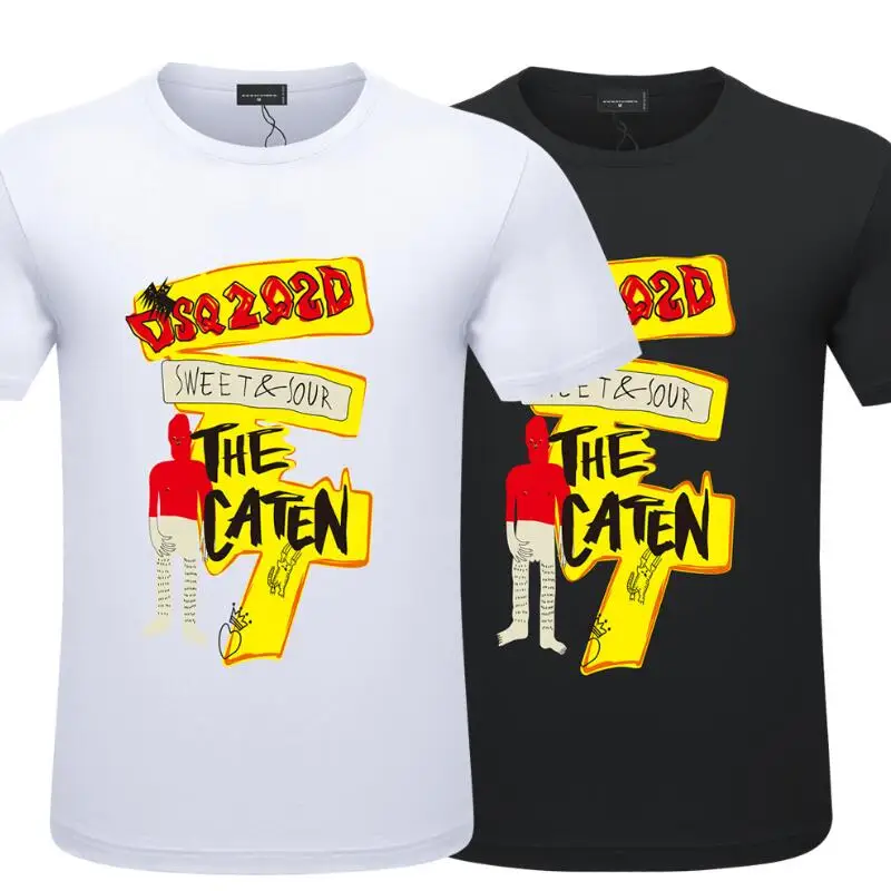 

Мужская хлопковая футболка DSQ2 с надписью и круглым вырезом, летний модный Повседневный Топ с коротким рукавом