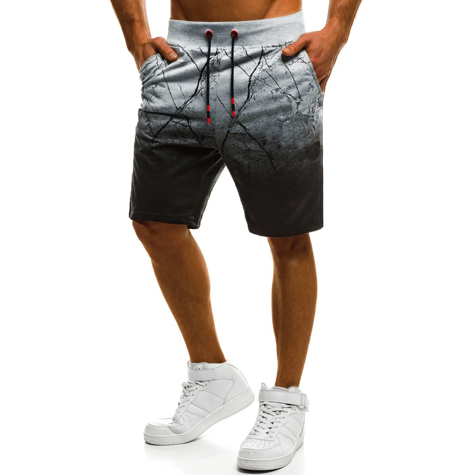 

Винтажные повседневные шорты для мужчин, летние пляжные домашние спортивные брюки с разрезом, уличная одежда с несколькими карманами, спортивная одежда, мужская одежда 2023