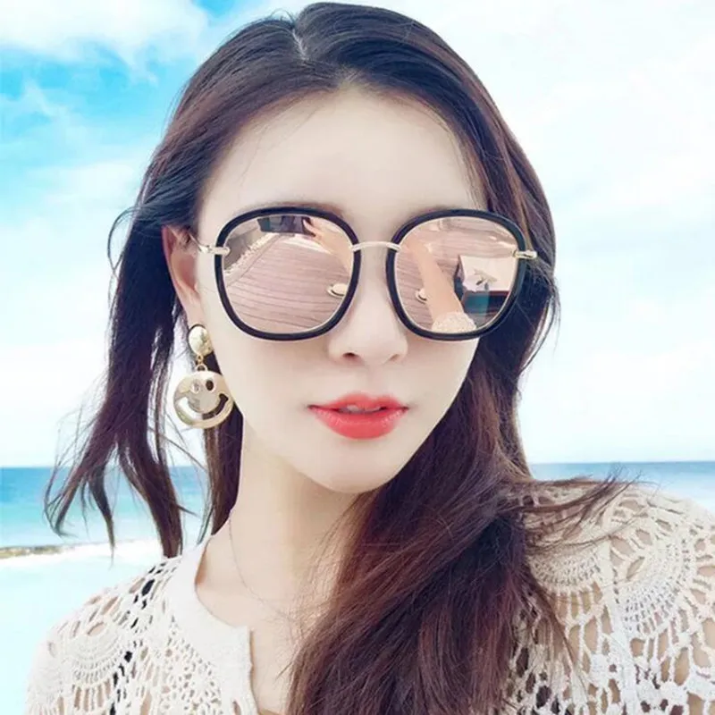 High Quality Sunglasses Women Brand Designer Retro Big Frame Metal Sunglass Female Drive Luxury Eyewear Black Sun Glasses | Аксессуары