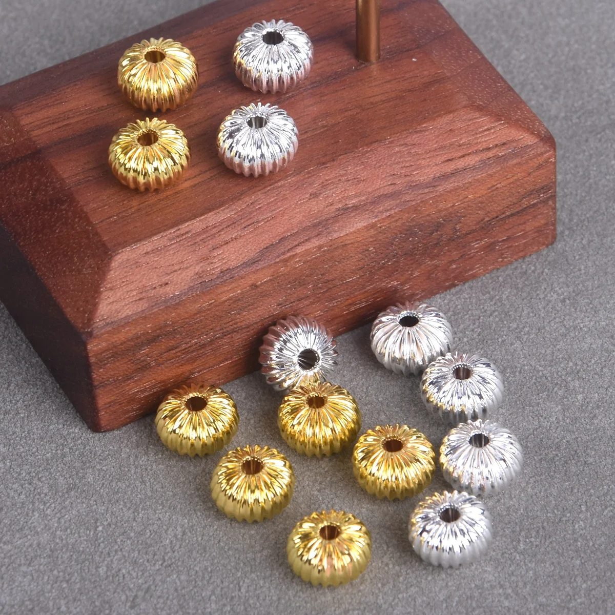 8x6 мм 10x6 рифленые круглые полые металлические латунные свободные бусины