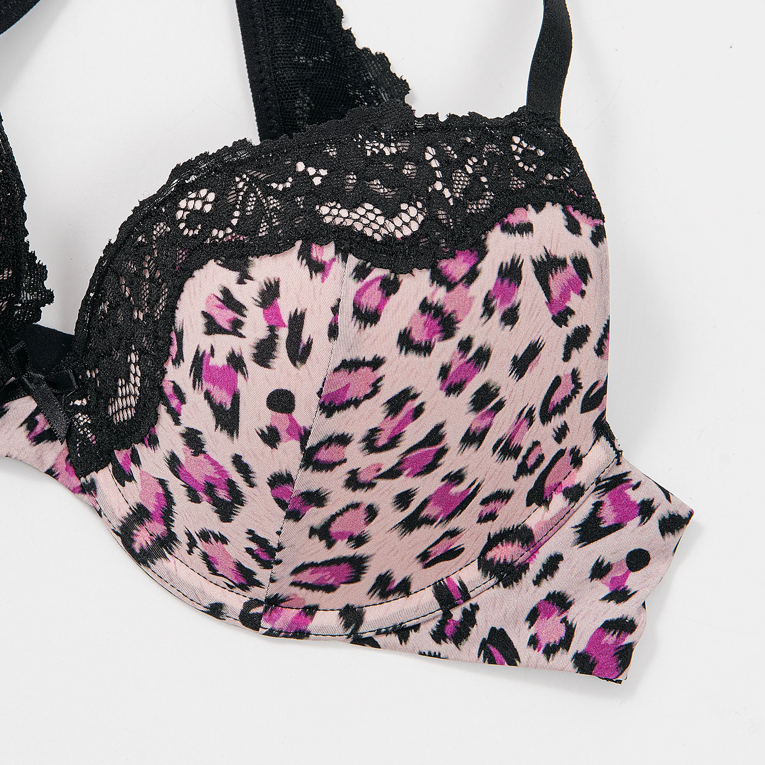 Wingslove Women's Sexy Push Up Bras Underwire Padded Leopard Cross Black Plunge Brallet Plus Size Underwear Cup A B C D DD DDD