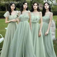 m3148 spring summer green coffee bridesmaid dress sexy tulle rode de soriee floor length prom party gown graduation dresses long
