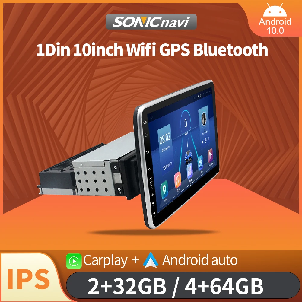 $134.69 1Din Android Car Multimedia Player WiFi/4G 10inch Rotatable Touch Screen Car Auto Radio Real 2+32GB Universal Car MP5 Player
