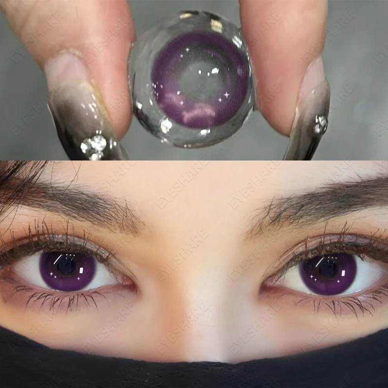 1 пара цветных контактных линз EYESHARE для глаз, фиолетовые линзы, синие линзы для глаз, ежегодные контактные линзы, цветные косметические линзы для глаз