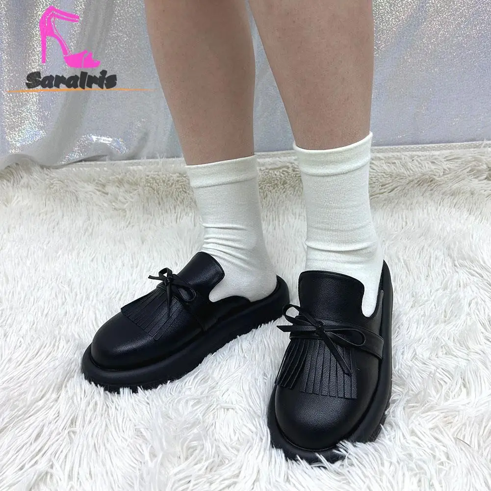 Flats Slippers Women's 2023 Spring Summer New Fashion Brand Tassel Bowknot Flat-bottomed Muller Shoes Lady Slipper Shoes