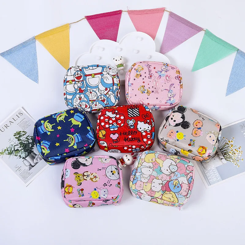 

Kawaii Cartoon Aunt Towel Bag Anime Puppy My Melody Purin Cinnamon Dog Portable Waterproof Sanitary Napkin Storage Bags Pouch