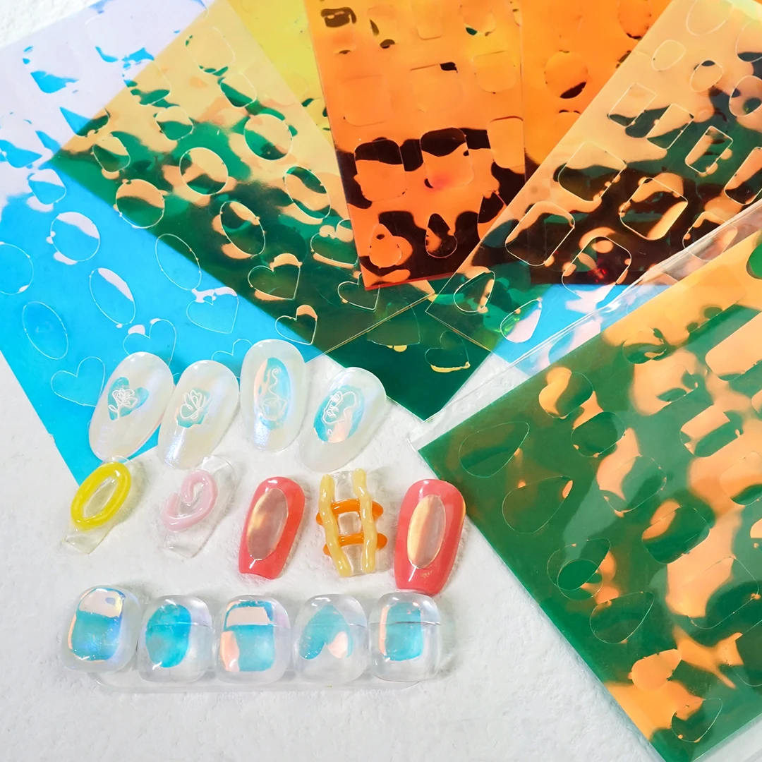 

Aurora Ice Cube Cellophane Transfer Laser Jewelry Candy Stickers Nail Holographic Paper Chameleon Manicure Decorations Foils