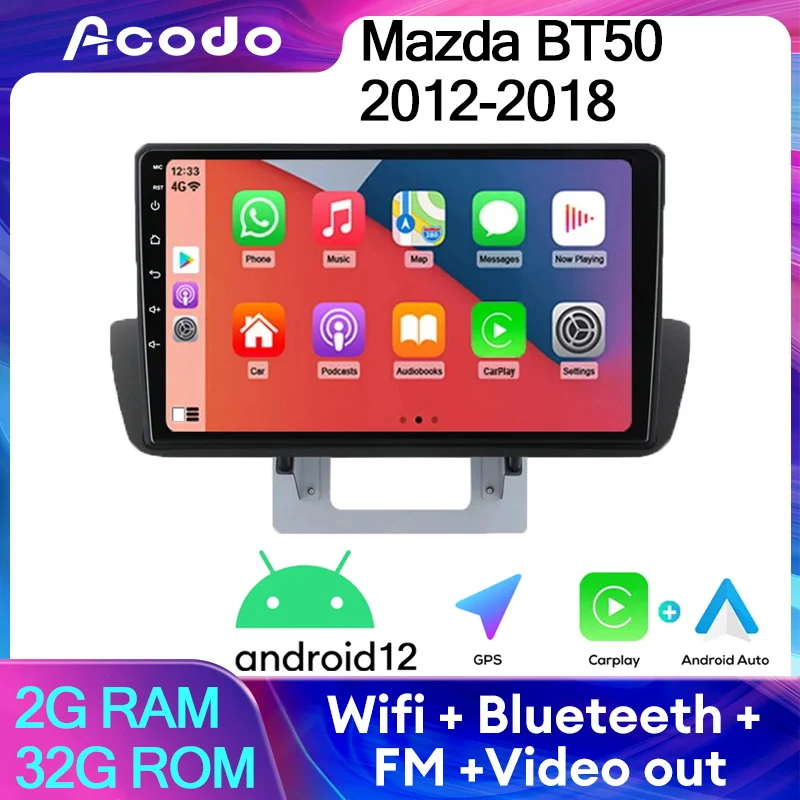 

Acodo Android 12 Wifi CarPlay головное устройство для Mazda BT50 2012-2018 GPS IPS экран видеовыход WiFi BT FM стерео плеер радио монитор