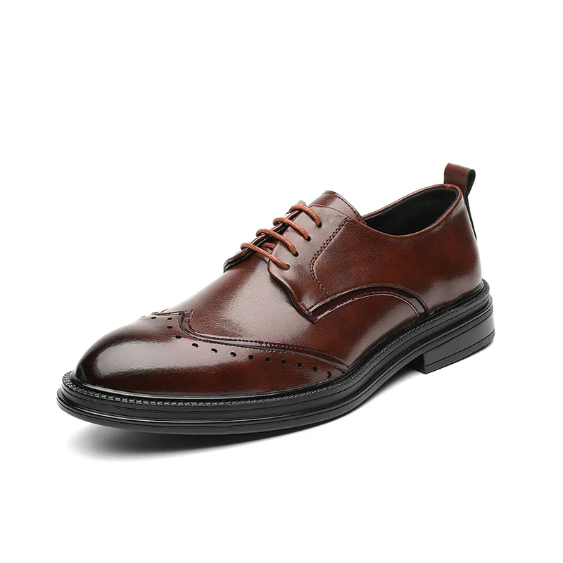 

Men Dress Shoes Brogue Style Paty Leather Wedding Shoes Men Flats Leather Oxfords Formal Shoes