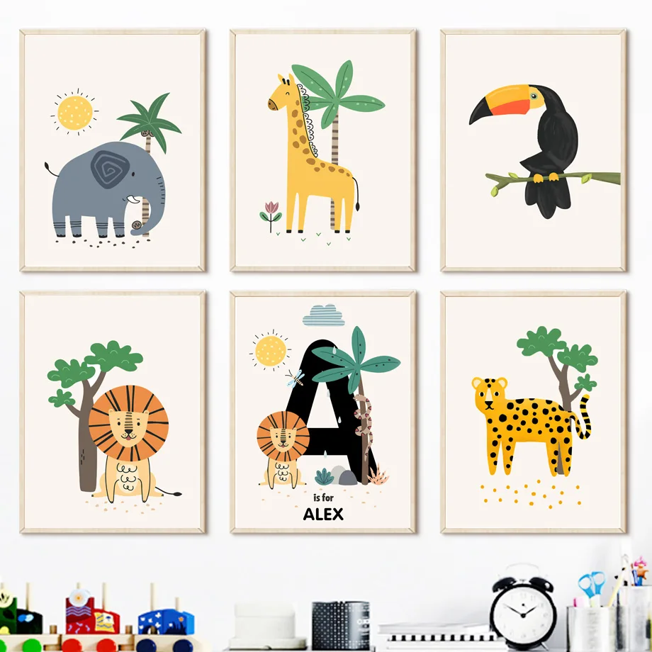 

Lion Elephant Giraffe Toucan Jungle Animal Wall Art Canvas Painting Nordic Posters And Prints Wall Pictures Baby Kids Room Decor