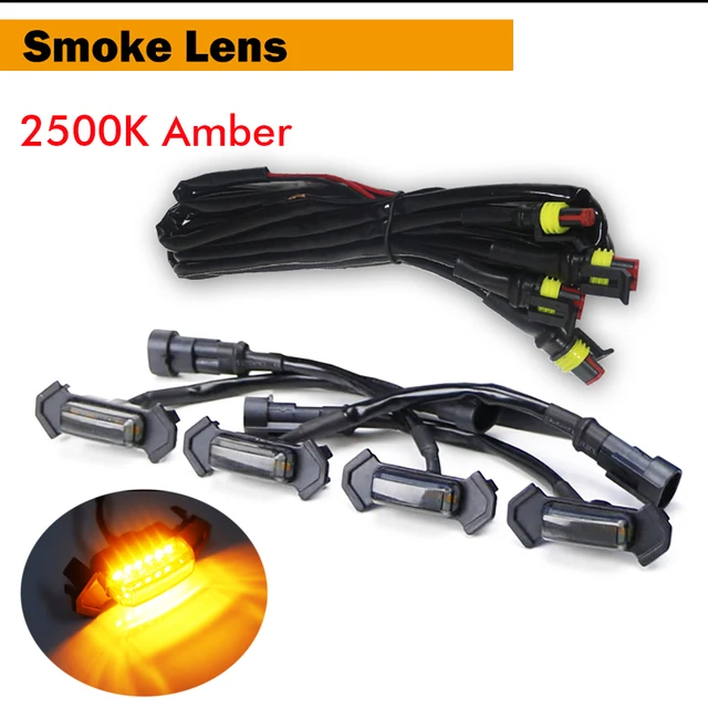 

Комплект светодиодных ламп для передней решетки радиатора, 4 шт., устанавливаемые копченые линзы, янтарный гриль, только светодиодные лампы для Toyota Tacoma W/TRD Pro 2016 и выше