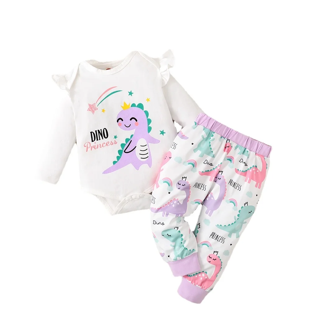 0-24M Toddler Infant Baby Girl Clothes Set Print Long Sleeves Bodysuit Suit Baby Girl Romper Outfit Newborn Girl Spring Clothing